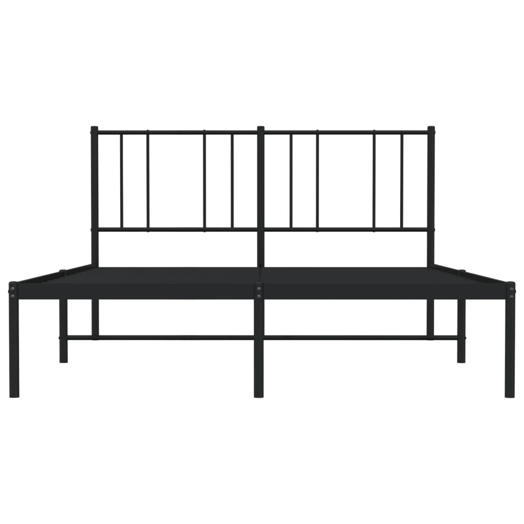 Metal Bed Frame without Mattress with Headboard Black 160x200cm