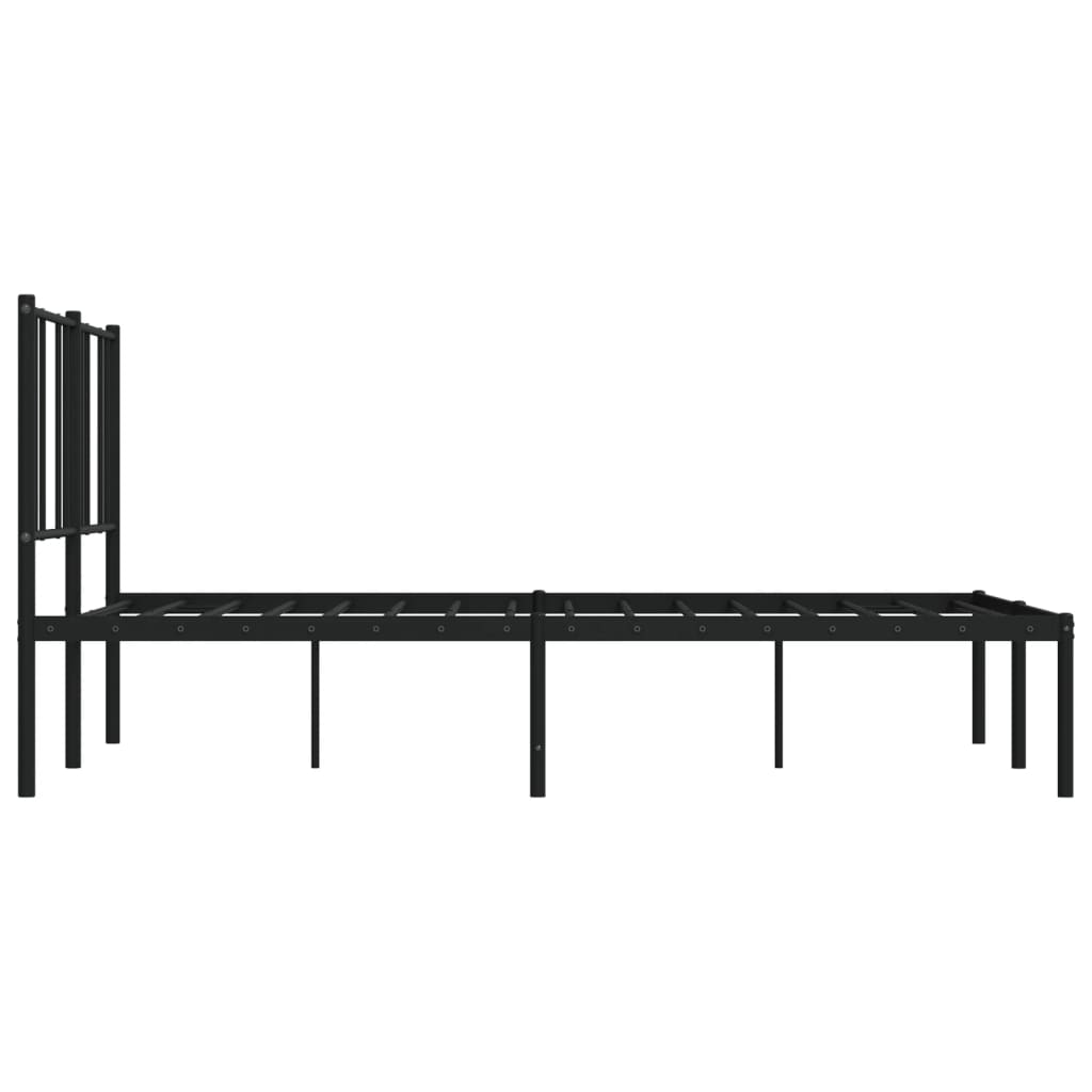 Metal Bed Frame without Mattress with Headboard Black 160x200cm