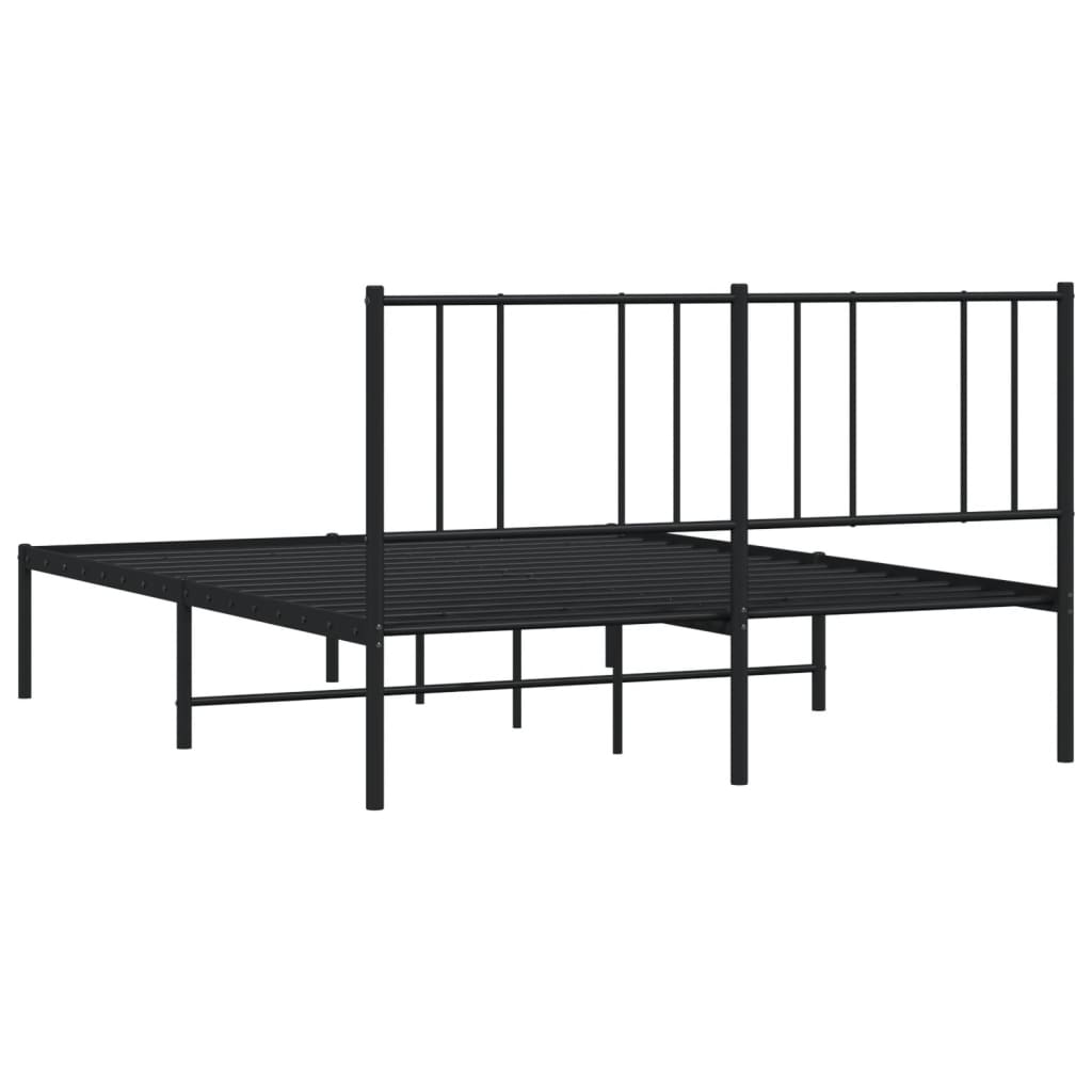 Metal Bed Frame without Mattress with Headboard Black 160x200cm