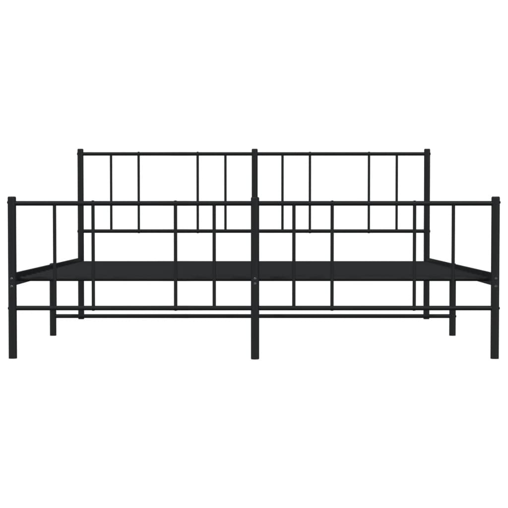 Metal Bed Frame without Mattress with Footboard Black 183x213cm