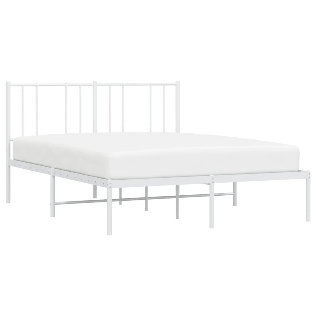 Metal Bed Frame without Mattress with Headboard White 135x190cm