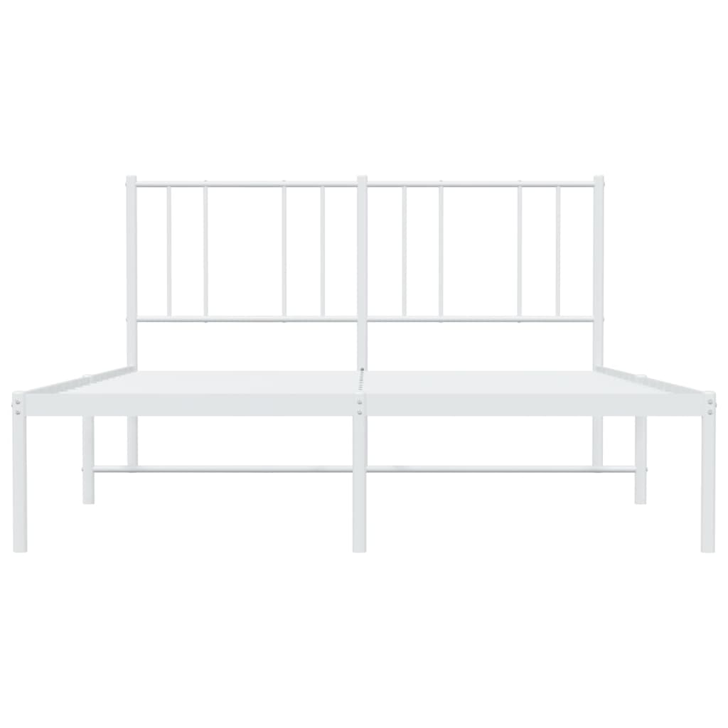 Metal Bed Frame without Mattress with Headboard White 135x190cm