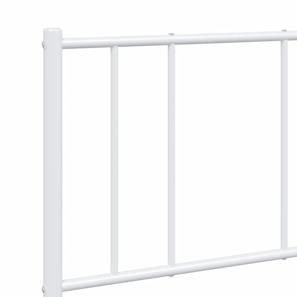 Metal Bed Frame without Mattress with Headboard White 135x190cm