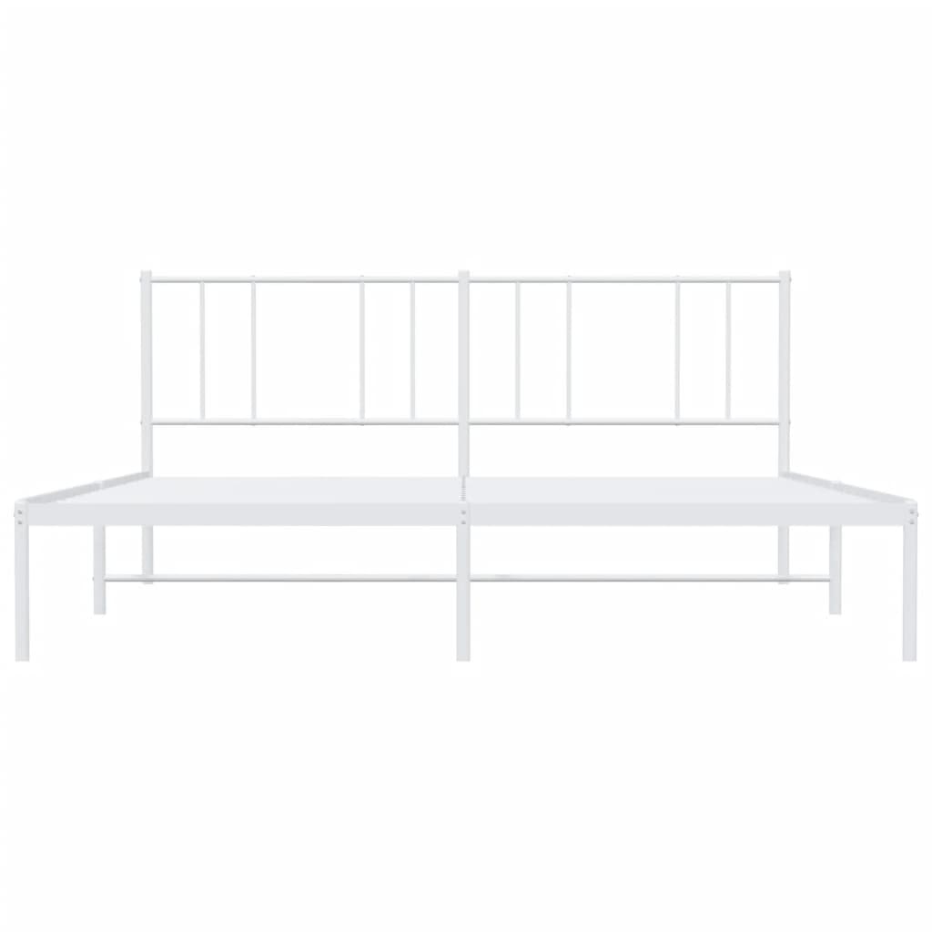 Metal Bed Frame without Mattress with Headboard White 180x200cm