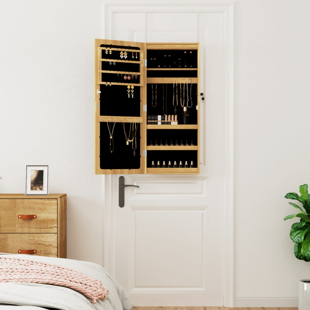 Mirror Jewellery Cabinet with LED Lights Wall Mounted