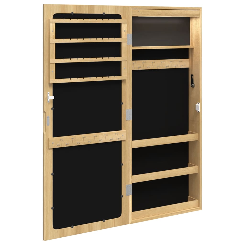 Mirror Jewellery Cabinet with LED Lights Wall Mounted