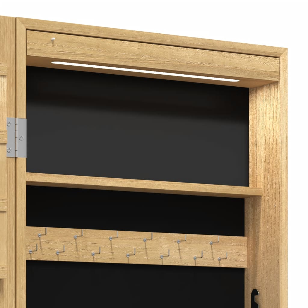 Mirror Jewellery Cabinet with LED Lights Wall Mounted