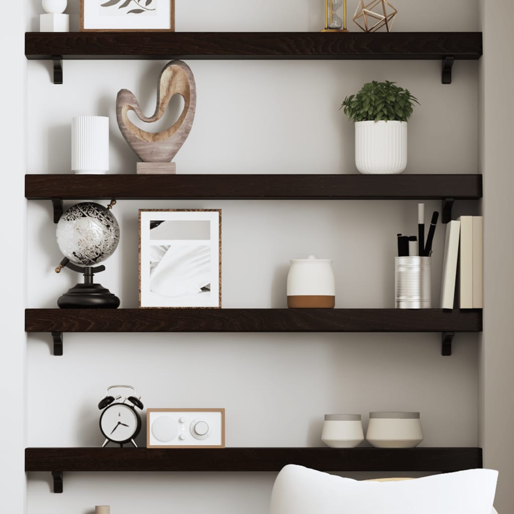 Wall Shelf Dark Brown 80x10x6 cm Treated Solid Wood Oak