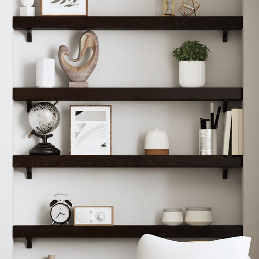 Wall Shelf Dark Brown 80x10x6 cm Treated Solid Wood Oak