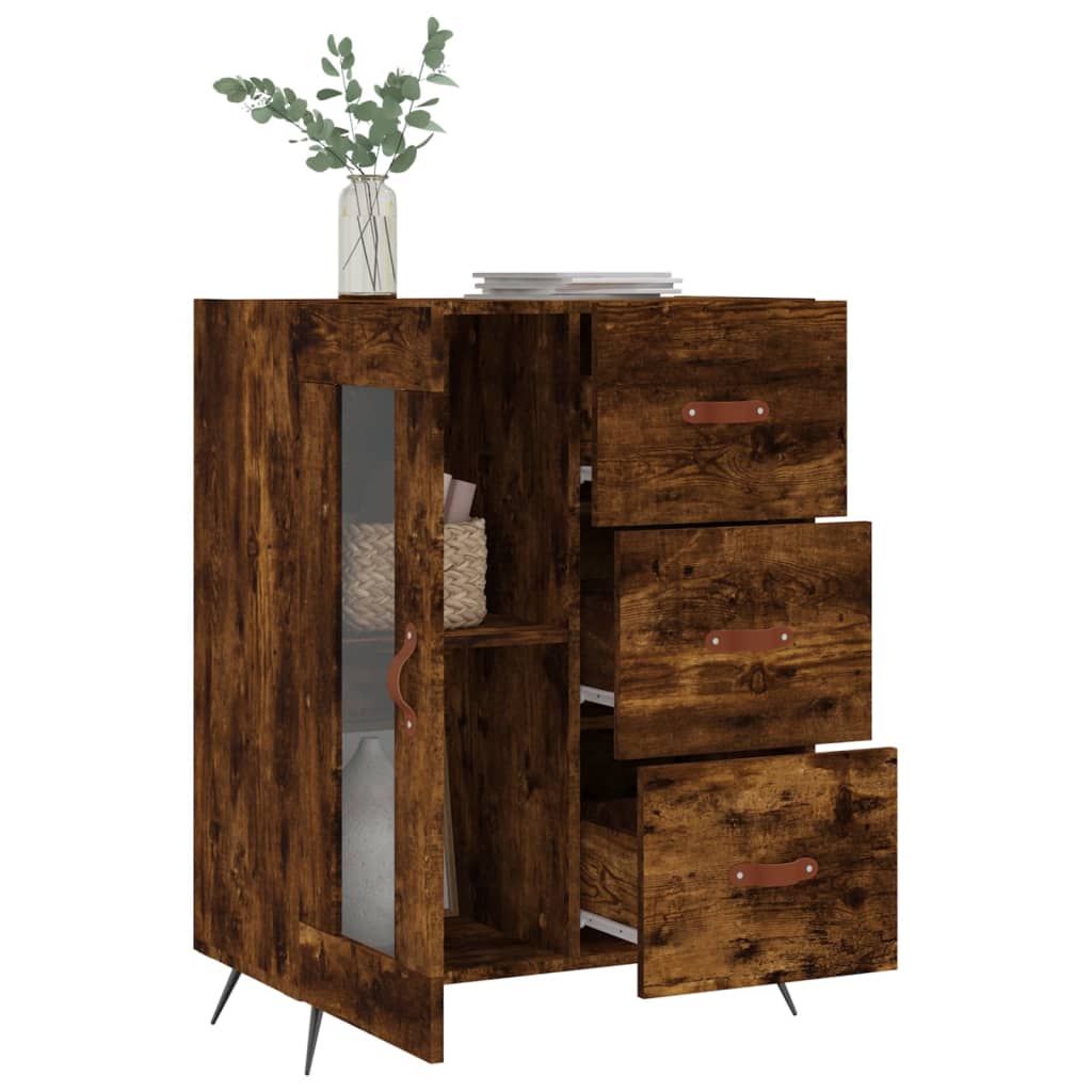 Sideboard Smoked Oak 69.5x34x90 cm Engineered Wood