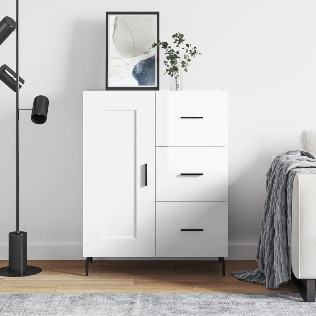 Sideboard High Gloss White 69.5x34x90 cm Engineered Wood