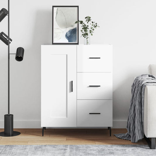 Sideboard High Gloss White 69.5x34x90 cm Engineered Wood