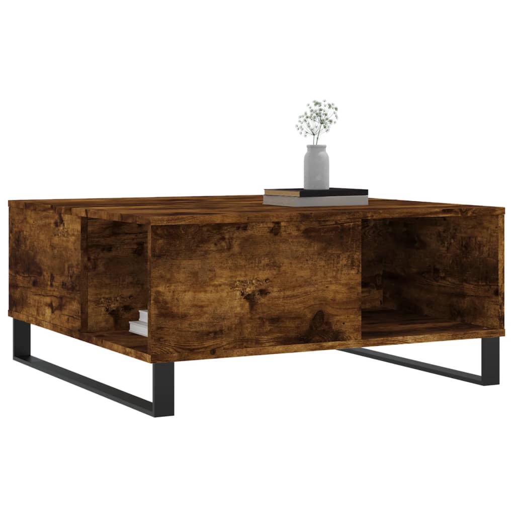 Coffee Table Smoked Oak 80x80x36.5 cm Engineered Wood