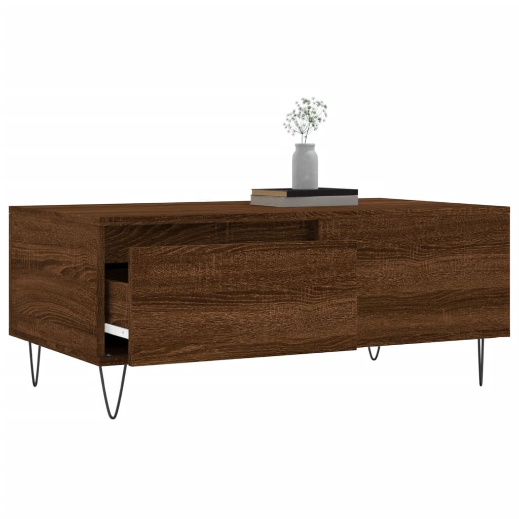 Coffee Table Brown Oak 90x50x36.5 cm Engineered Wood