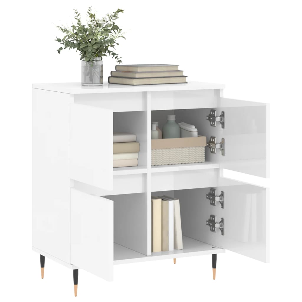 Sideboard High Gloss White 60x35x70 cm Engineered Wood