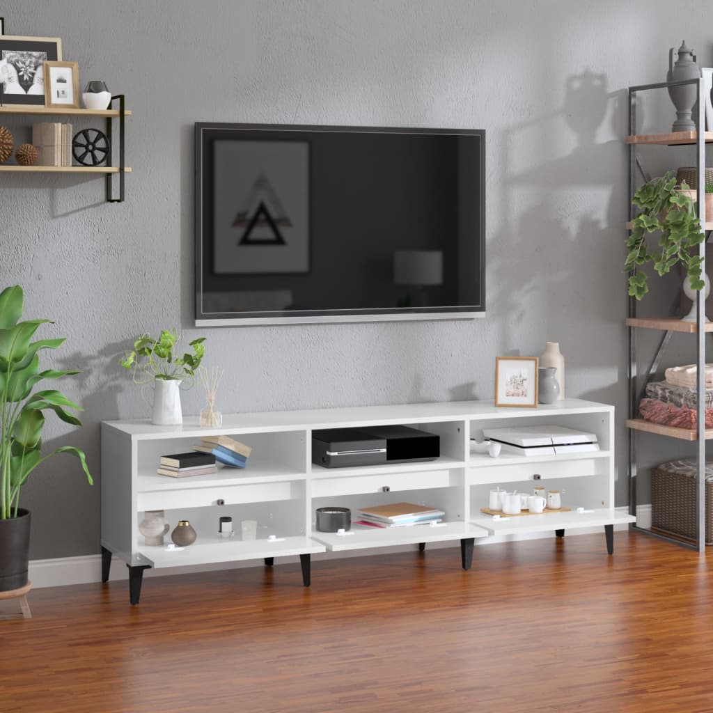 TV Cabinet High Gloss White 150x30x44.5 cm Engineered Wood