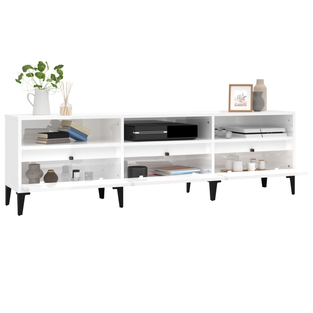 TV Cabinet High Gloss White 150x30x44.5 cm Engineered Wood