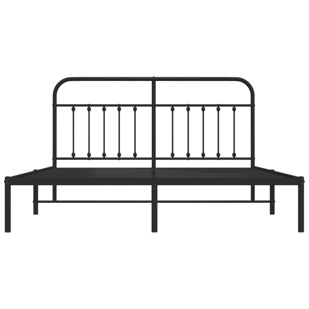 Metal Bed Frame without Mattress with Headboard Black 183x213cm