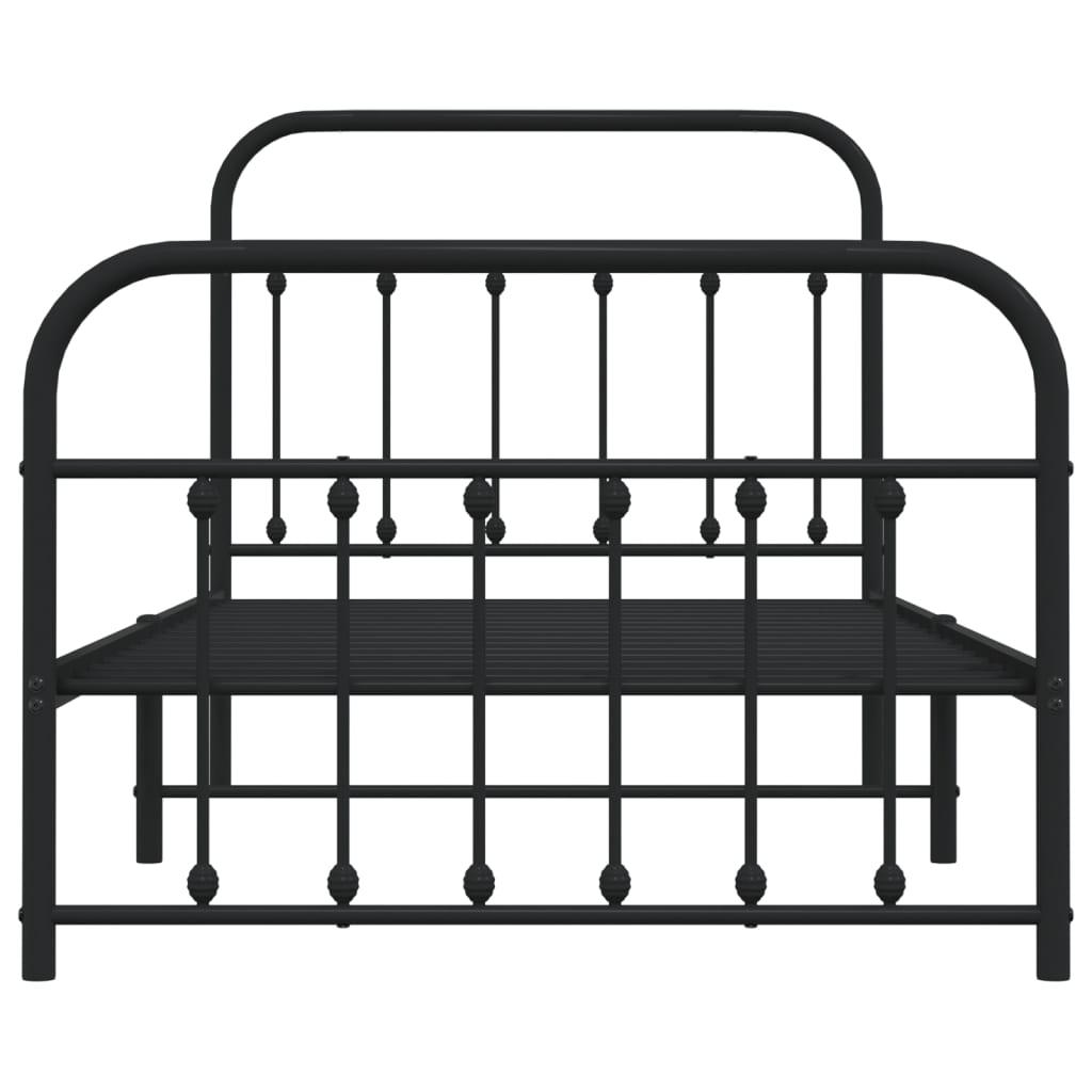Metal Bed Frame without Mattress with Footboard Black 100x190cm