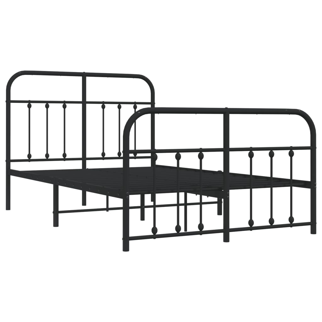 Metal Bed Frame without Mattress with Footboard Black 120x190cm