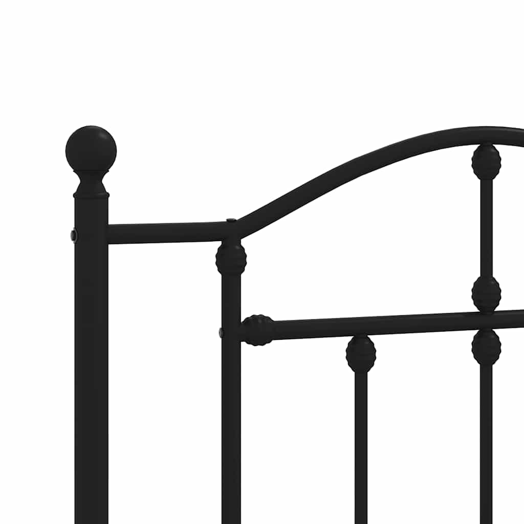 Metal Bed Frame without Mattress with Footboard Black 100x190cm