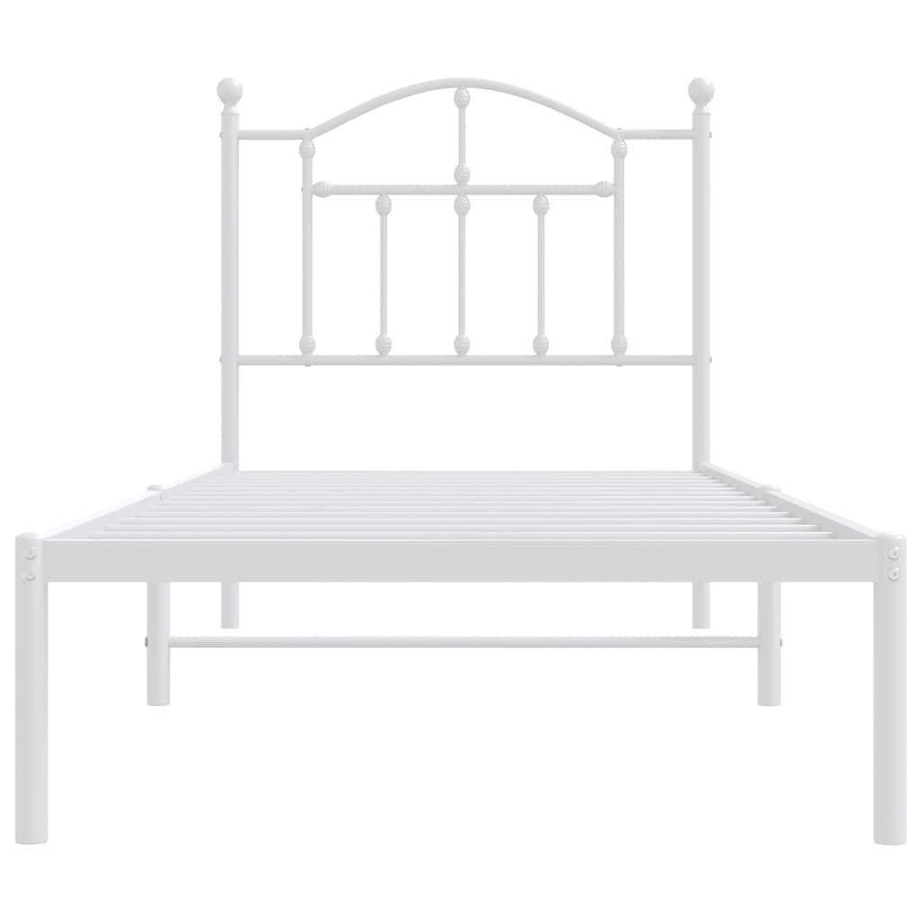 Metal Bed Frame without Mattress with Headboard White 90x200cm