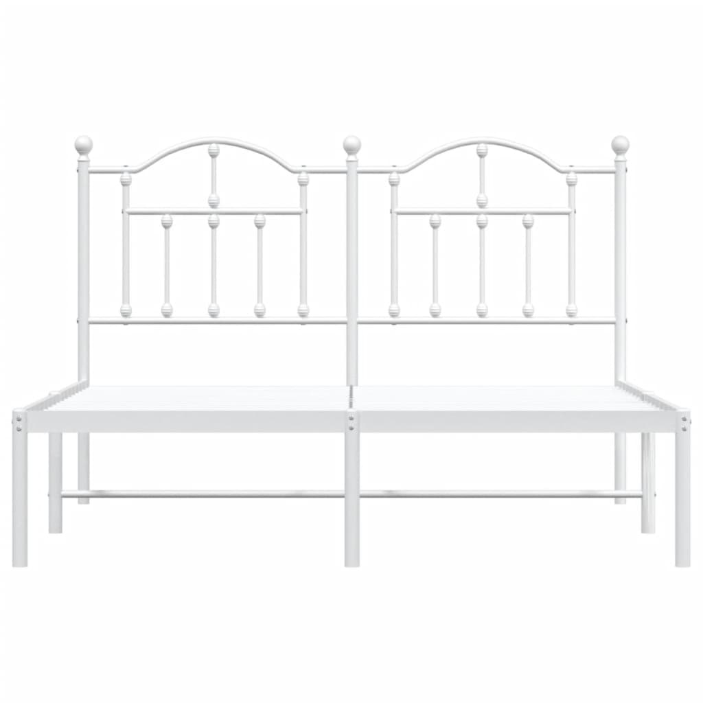 Metal Bed Frame without Mattress with Headboard White 140x200cm