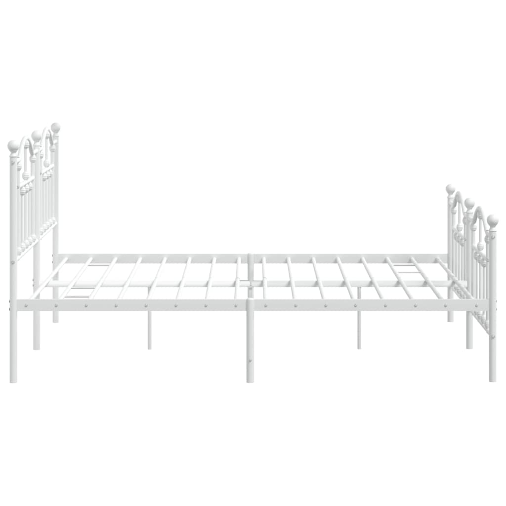 Metal Bed Frame without Mattress with Footboard White 183x213cm