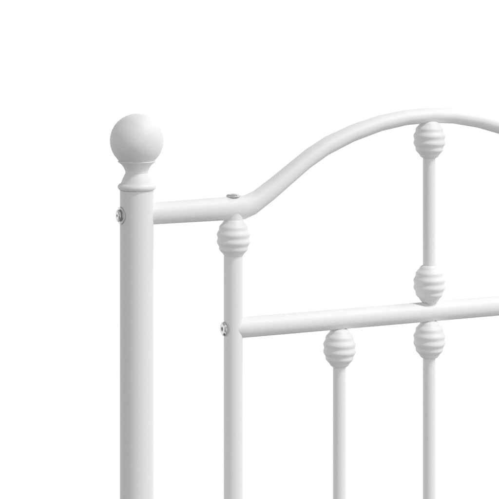 Metal Bed Frame without Mattress with Footboard White 183x213cm