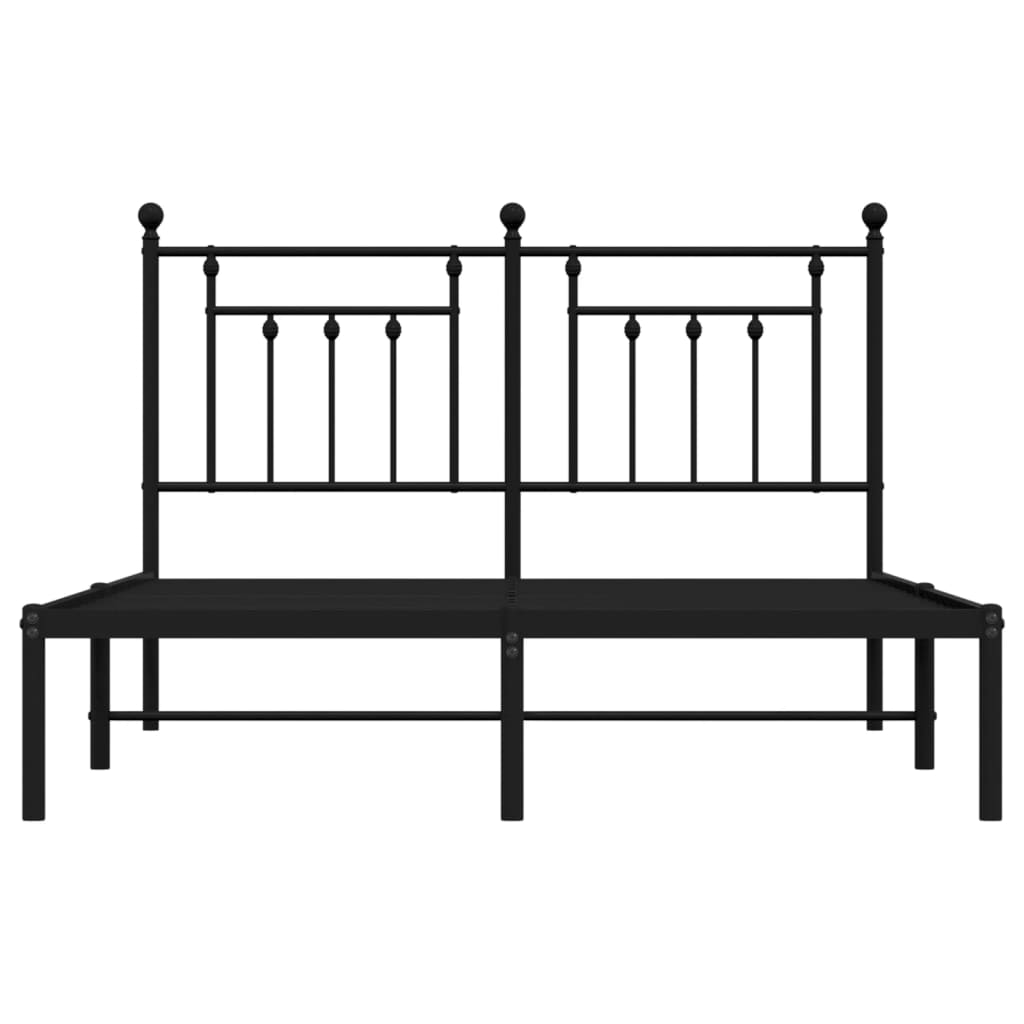 Metal Bed Frame without Mattress with Headboard Black 140x190cm