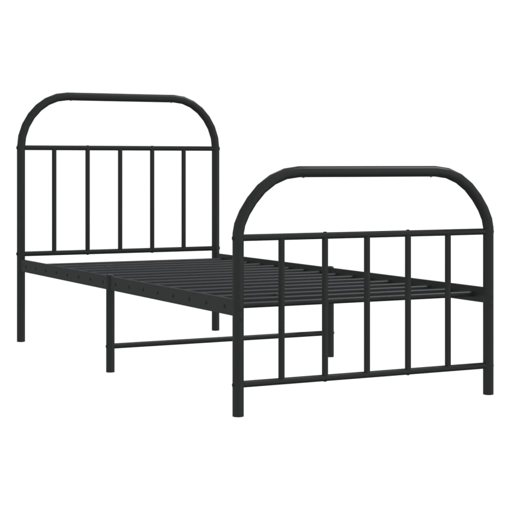 Metal Bed Frame without Mattress with Footboard Black 80x200cm