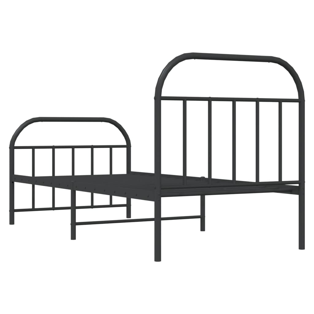 Metal Bed Frame without Mattress with Footboard Black 80x200cm