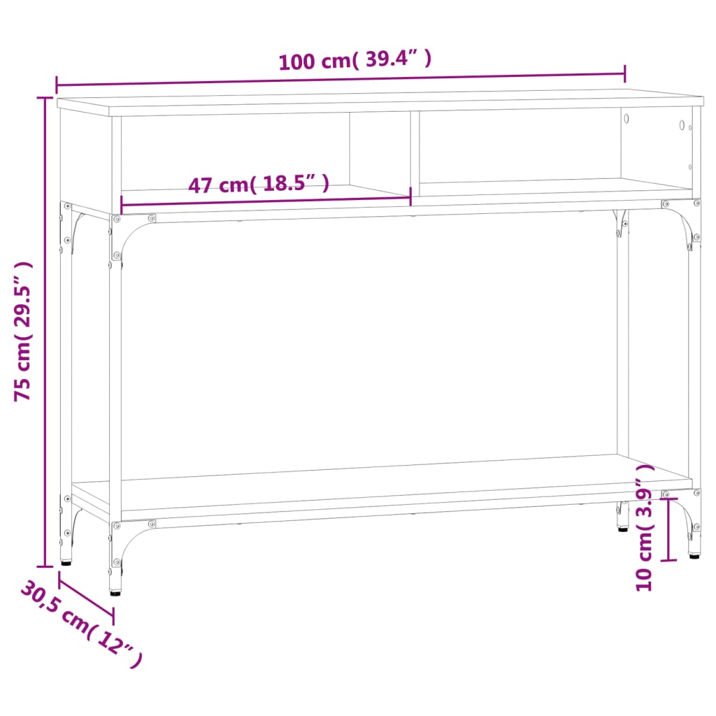 Console Table Black 100x30.5x75 cm Engineered Wood