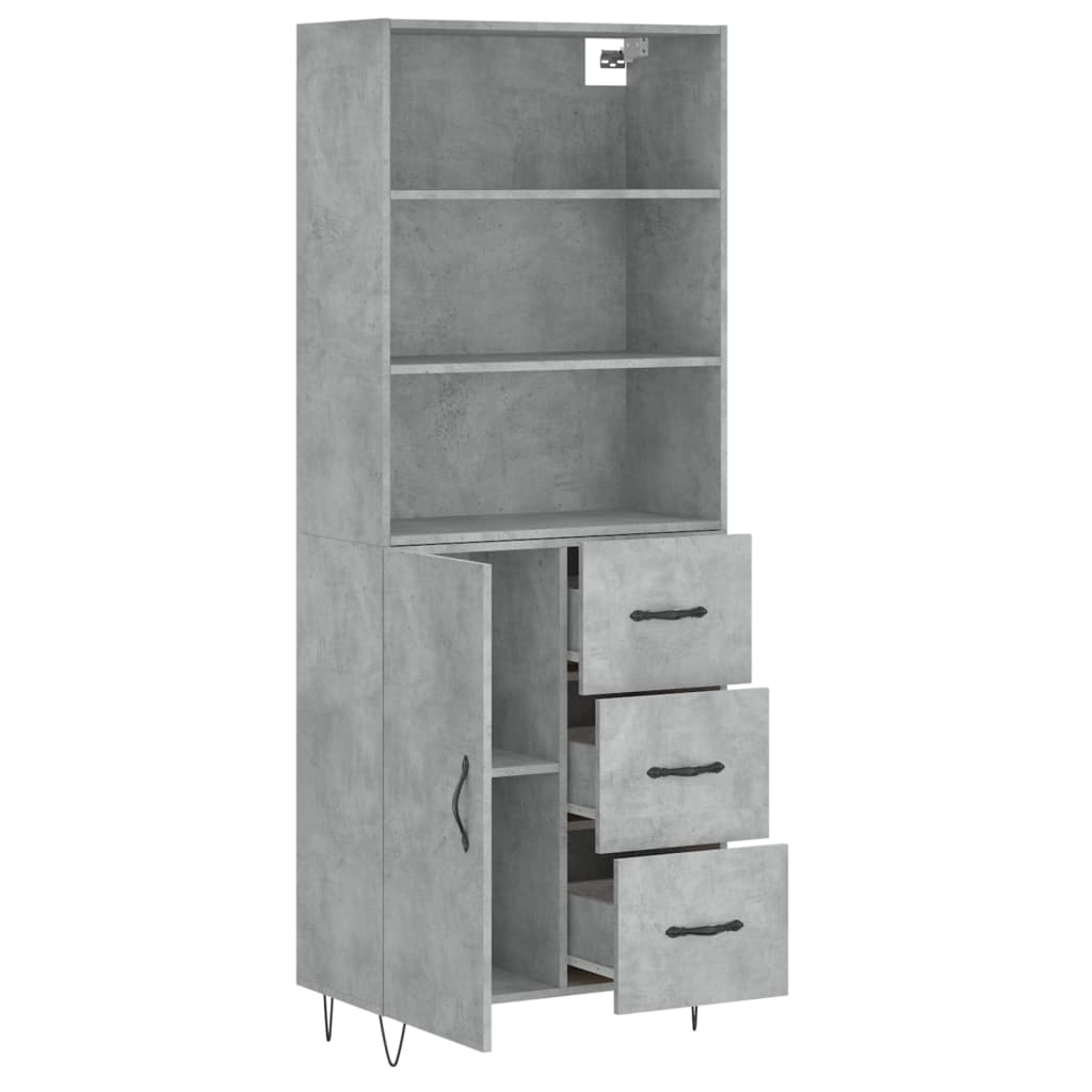 Highboard Concrete Grey 69.5x34x180 cm Engineered Wood