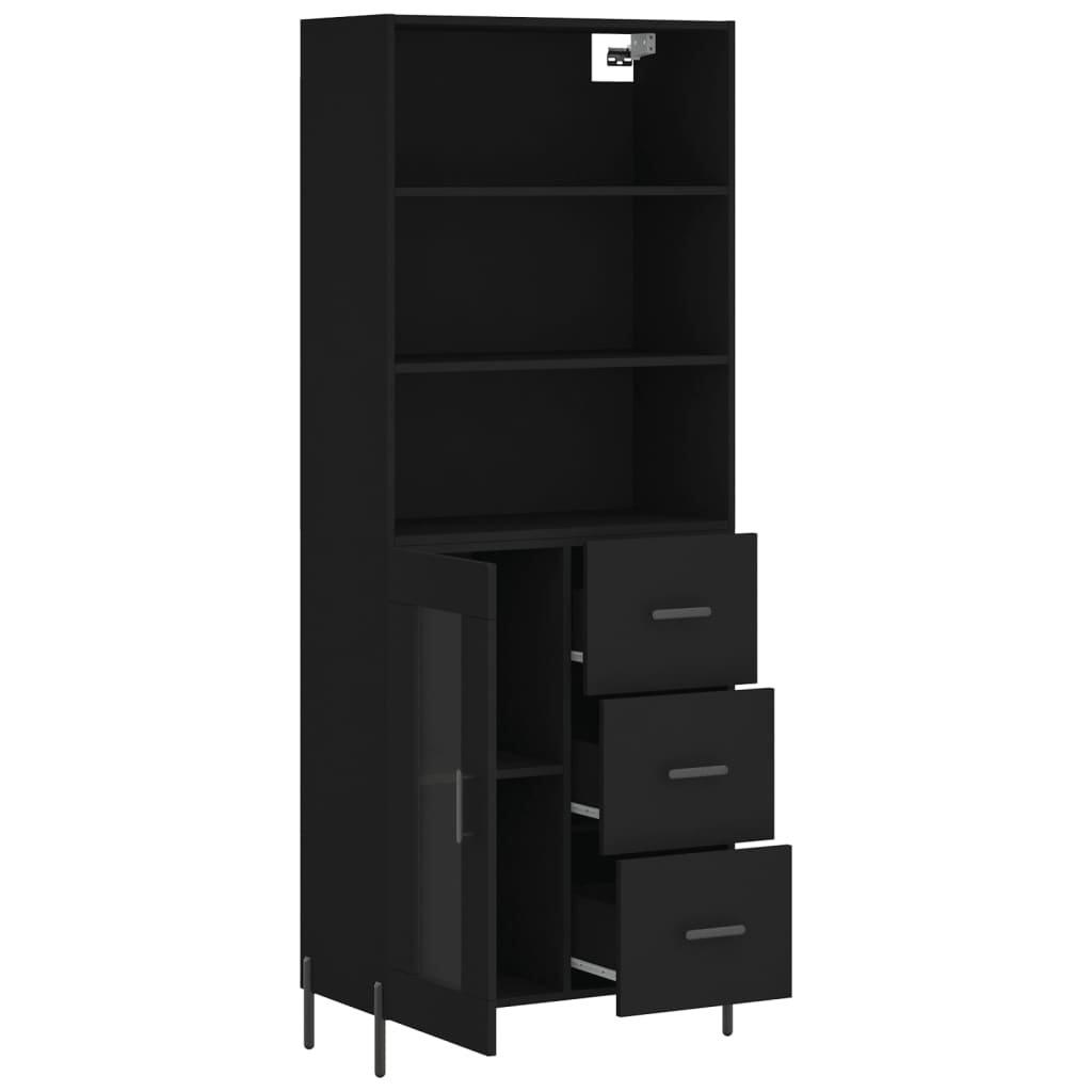 Highboard Black 69.5x34x180 cm Engineered Wood