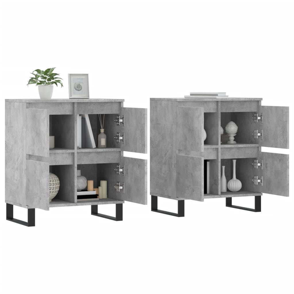 Sideboards 2 pcs Concrete Grey Engineered Wood