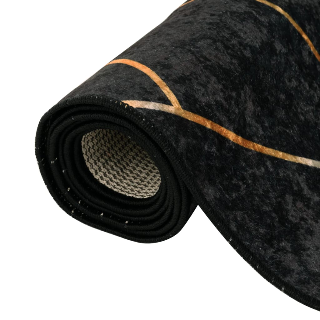 Rug Washable Black and Gold 120x180 cm Anti Slip