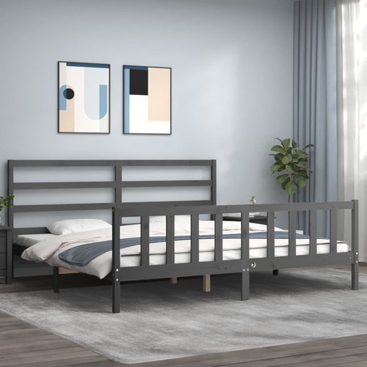 Bed Frame without Mattress Grey 200x200 cm Solid Wood Pine
