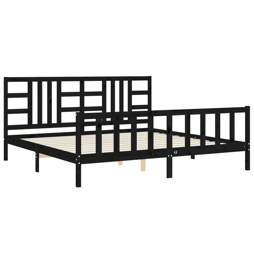 Bed Frame without Mattress Black 200x200 cm Solid Wood Pine