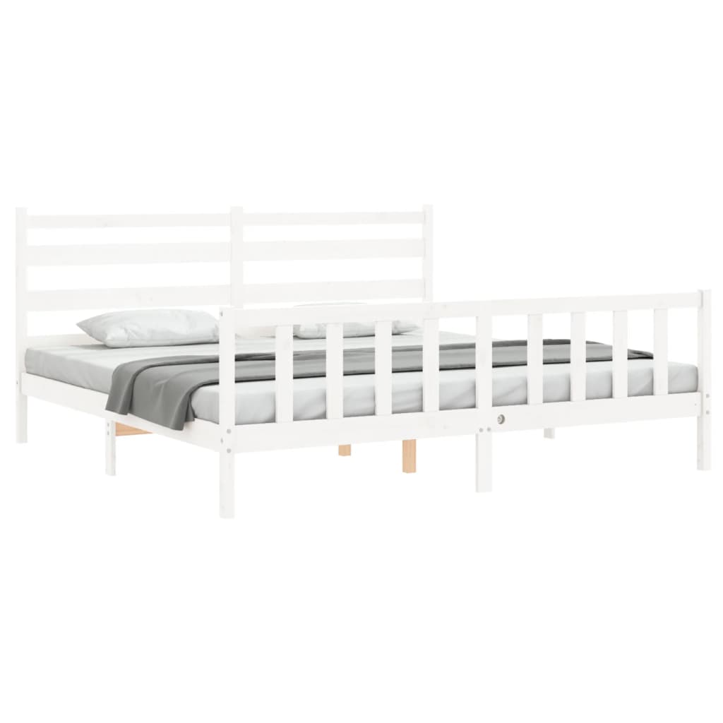 Bed Frame without Mattress White 200x200 cm Solid Wood Pine
