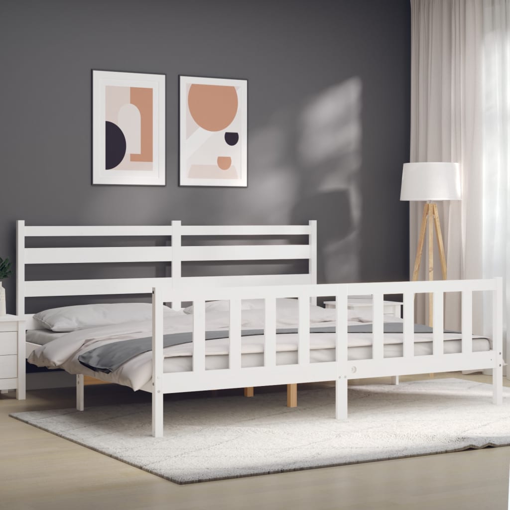 Bed Frame without Mattress White 200x200 cm Solid Wood Pine
