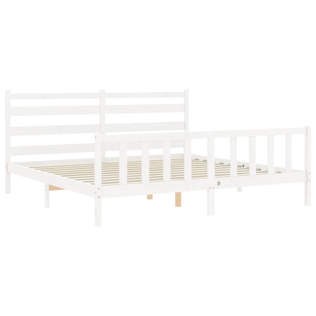 Bed Frame without Mattress White 200x200 cm Solid Wood Pine