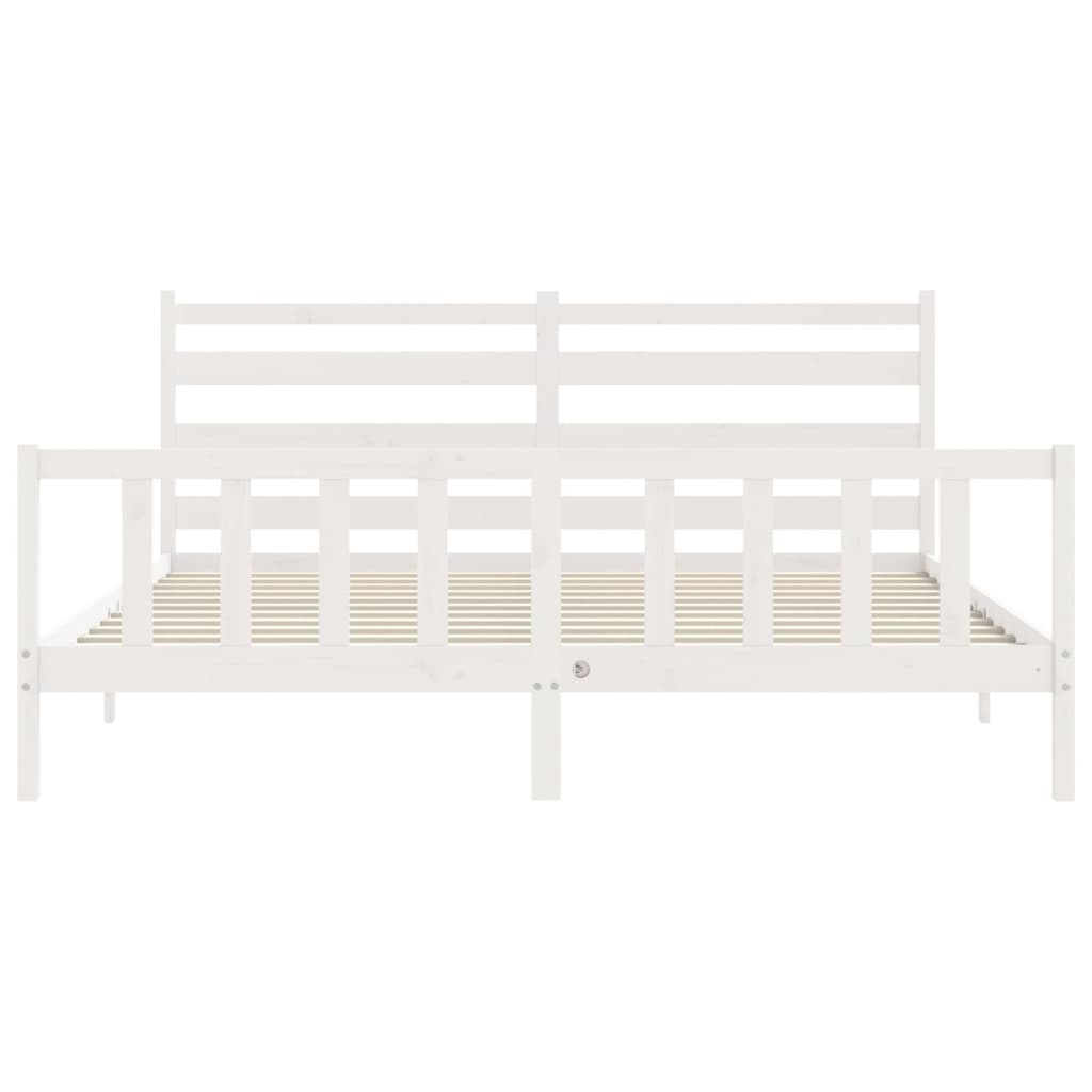 Bed Frame without Mattress White 200x200 cm Solid Wood Pine