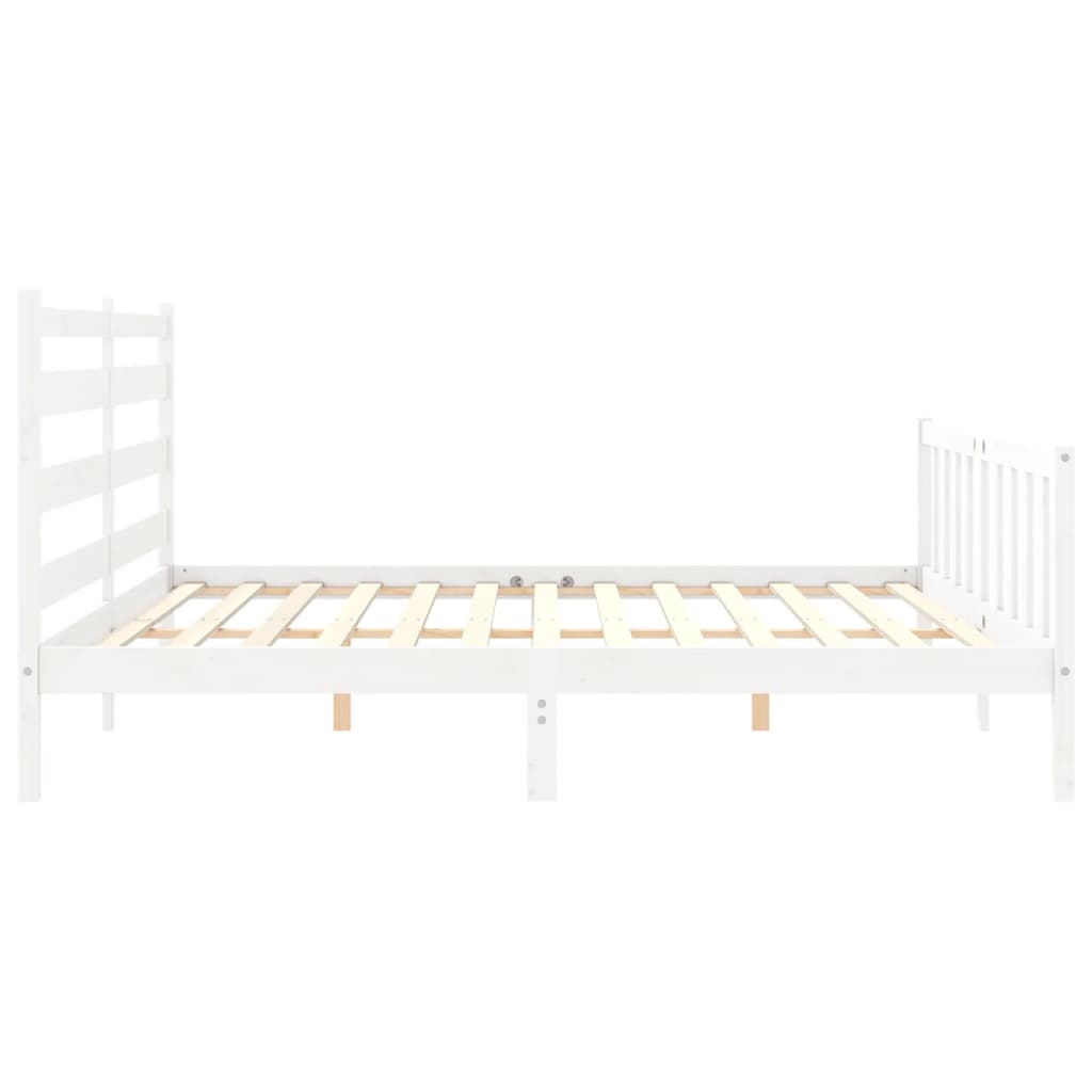 Bed Frame without Mattress White 200x200 cm Solid Wood Pine