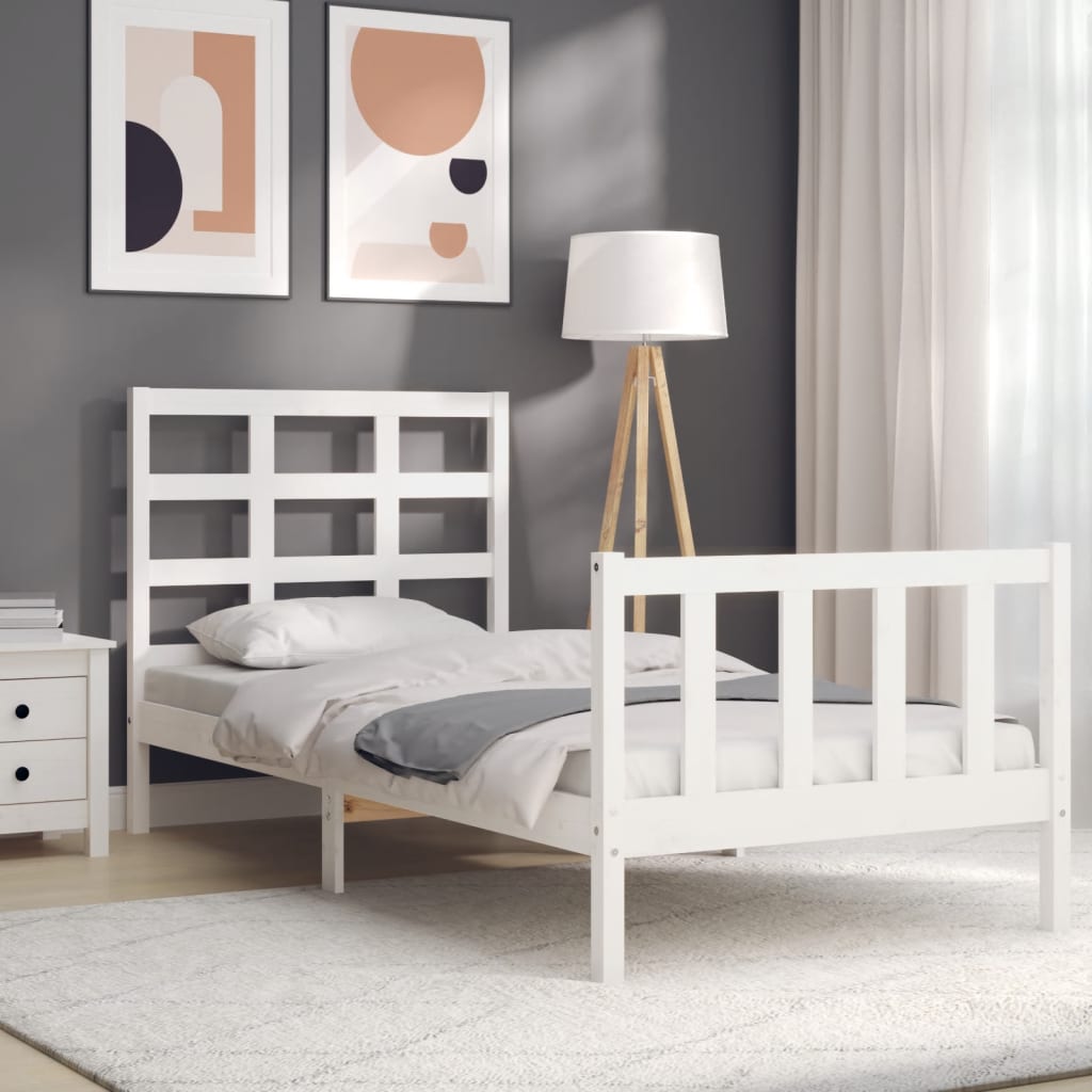 Bed Frame without Mattress White 90x200 cm Solid Wood Pine