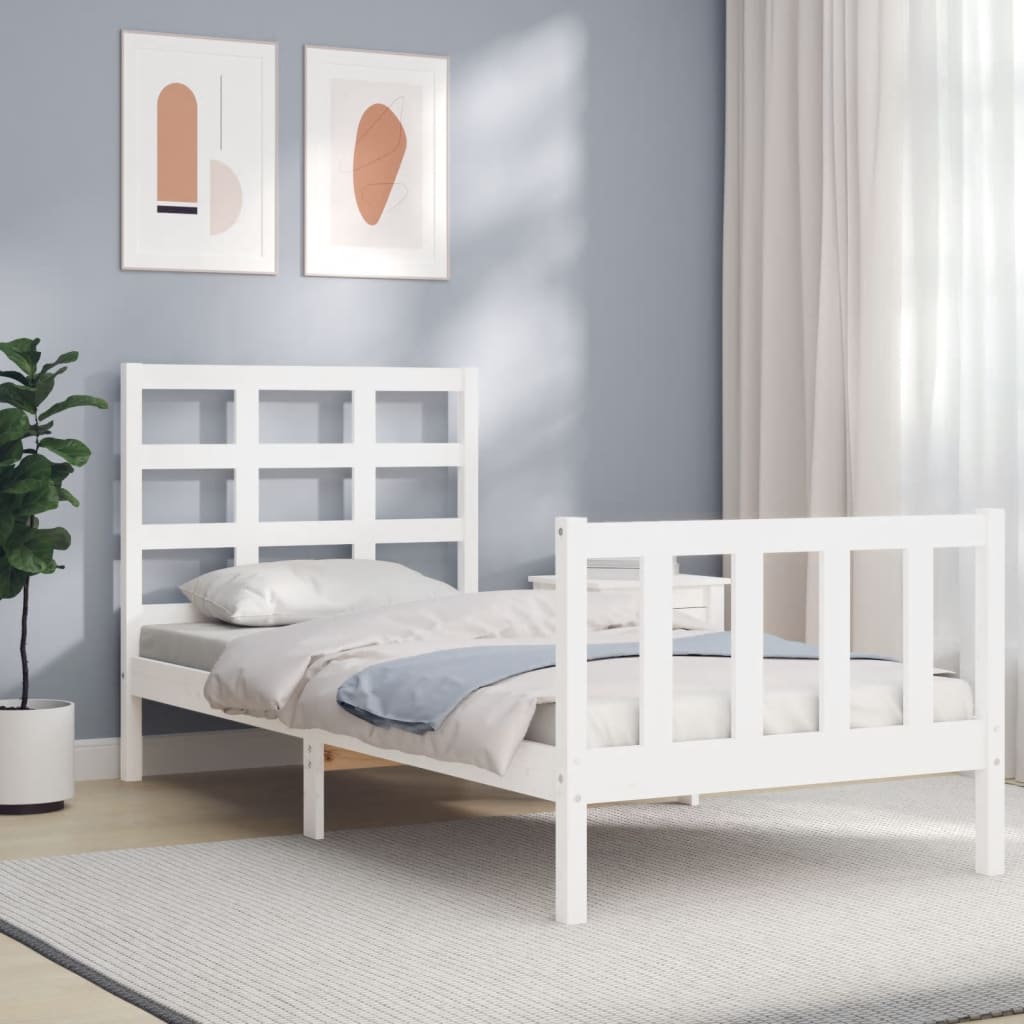 Bed Frame without Mattress White 90x200 cm Solid Wood Pine