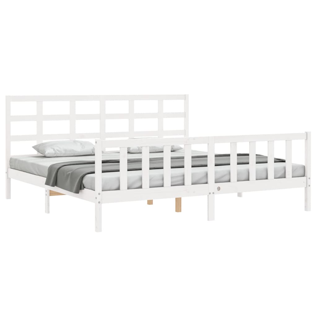 Bed Frame without Mattress White 200x200 cm Solid Wood Pine