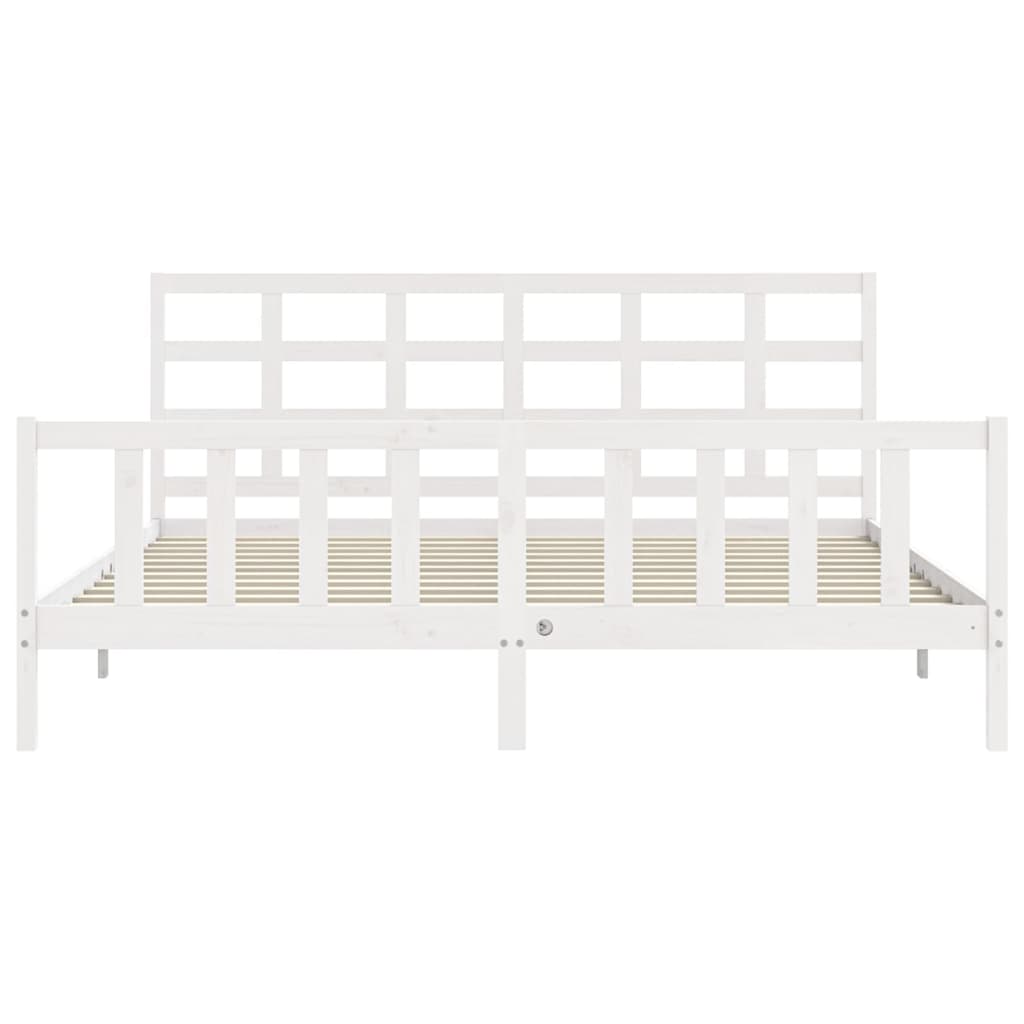 Bed Frame without Mattress White 200x200 cm Solid Wood Pine