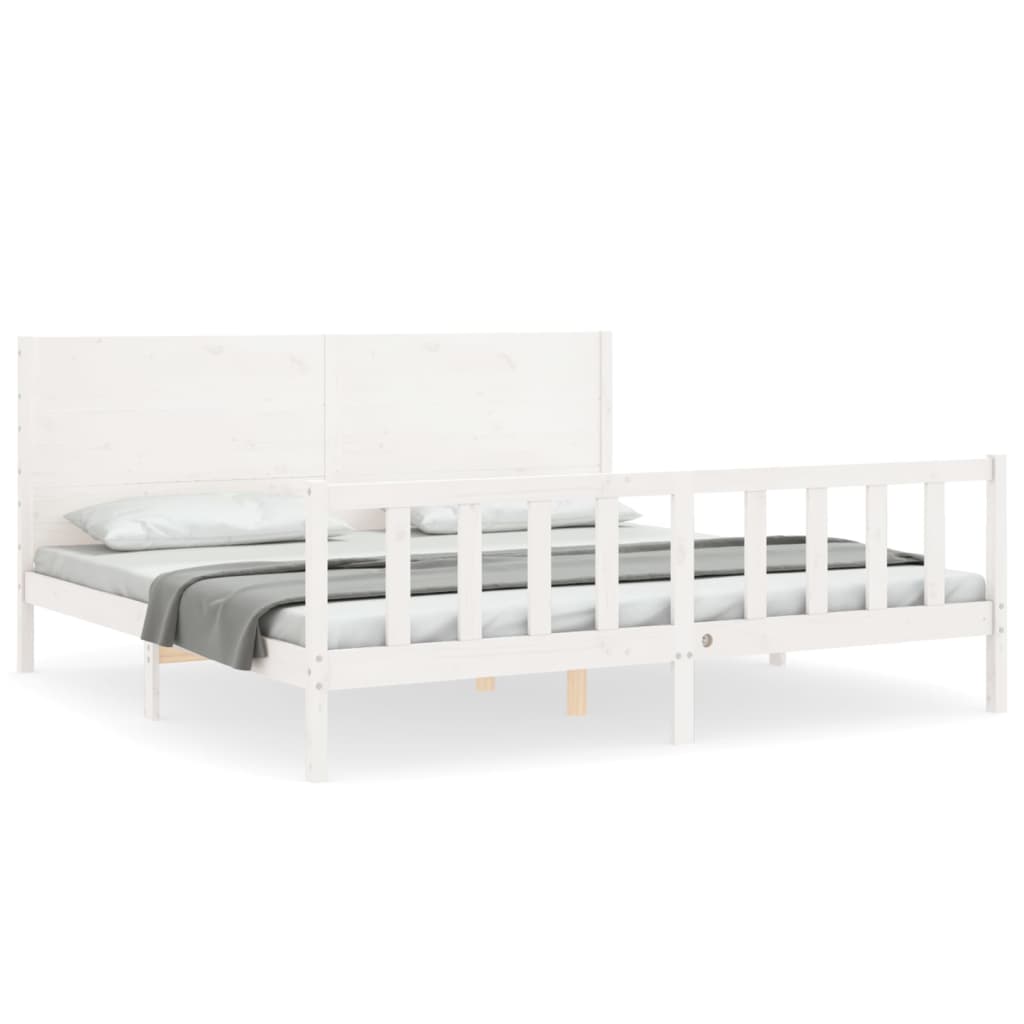 Bed Frame without Mattress White 200x200 cm Solid Wood Pine