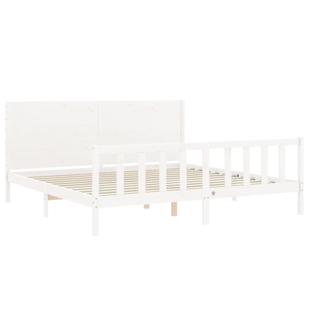 Bed Frame without Mattress White 200x200 cm Solid Wood Pine